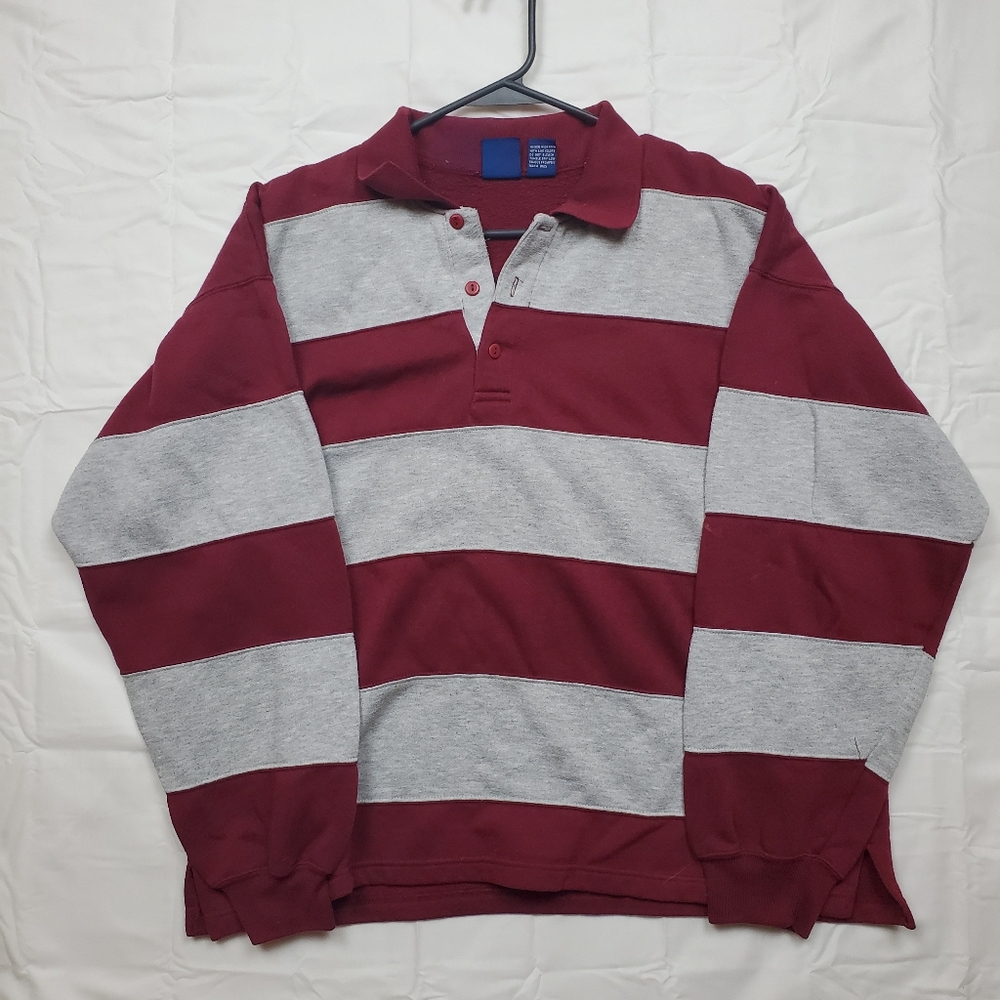 First Run Gray and Maroon Large Rugy Type polo